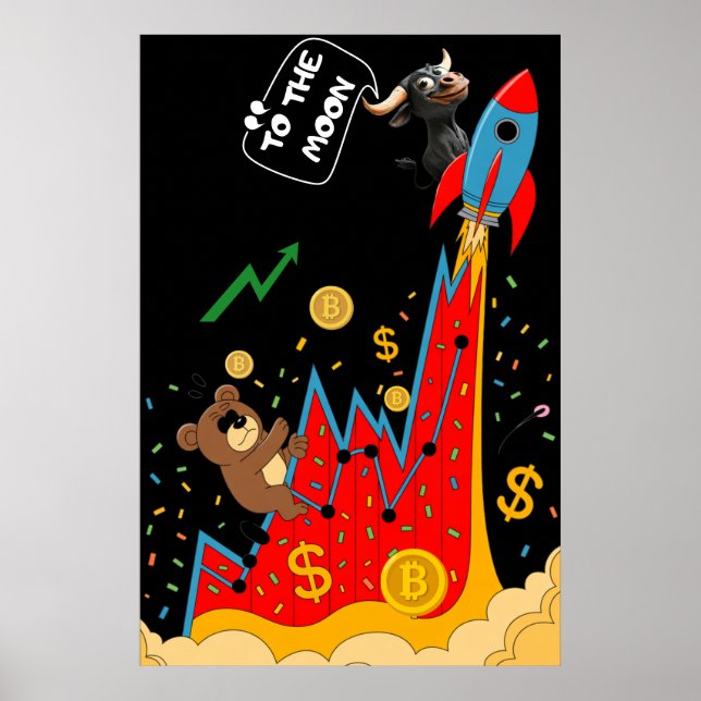 Krypto- och aktiemarknadshumor poster (Framsidan)