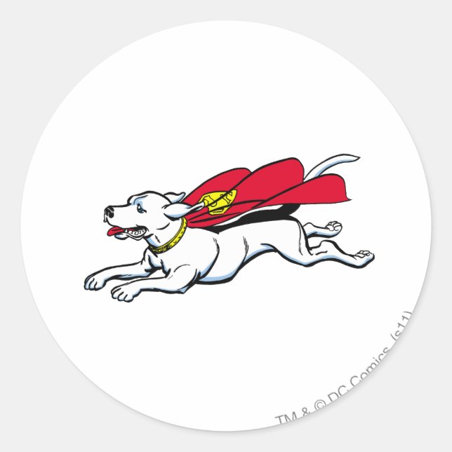 Krypto på hund runt klistermärke (Framsida)