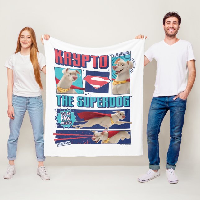 Krypto på paneler för Toppen-Hund-Tecknad Fleecefilt (På plats)