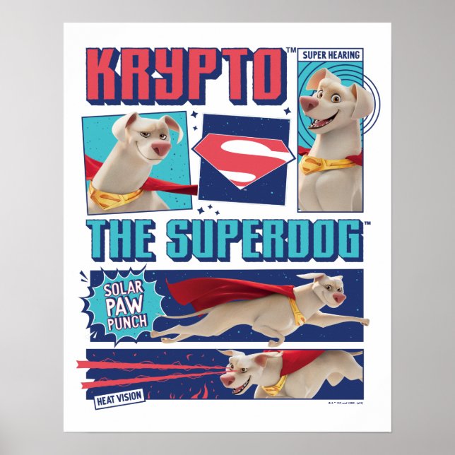 Krypto på panelerna för Toppen-Hund Tecknad Poster (Framsidan)