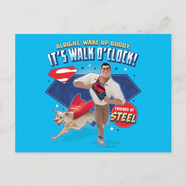Krypto & Superman - det är Walk O'Clock! Vykort (Framsida)