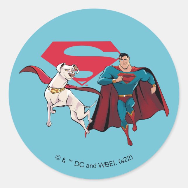 Krypto & Superman Runt Klistermärke (Framsida)