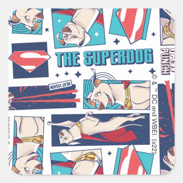 Krypto Tecknad Panel Mönster Fyrkantigt Klistermärke (Framsida)