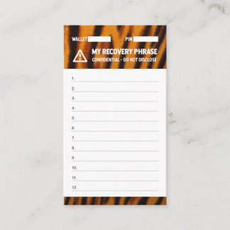Krypto Wallet Tiger Recovery Seed 12 Visitkort