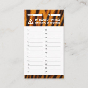 Krypto Wallet Tiger Recovery Seed Phrase 24 Visitkort