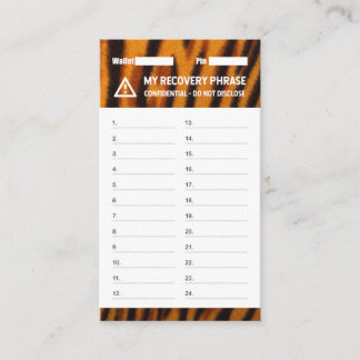Krypto Wallet Tiger Recovery Seed Phrase 24 Visitkort