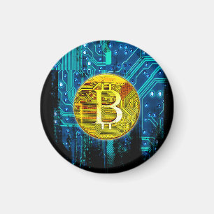 Kryptocurrency Bitcoin och Circuit Board Magnet