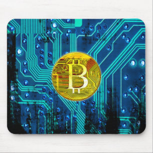 Kryptocurrency Bitcoin och Circuit Board Musmatta