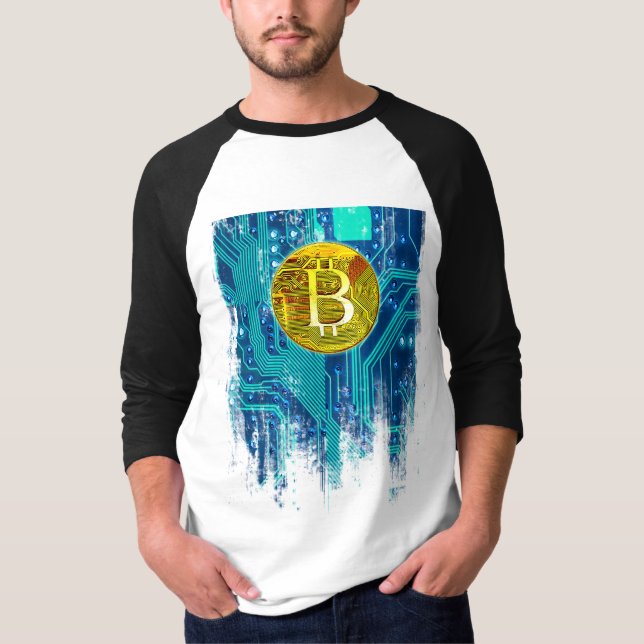 Kryptocurrency Bitcoin och Circuit Board T Shirt (Framsida)