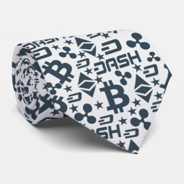 Kryptocurrency Blue & White Mönster Neck Tie Slips