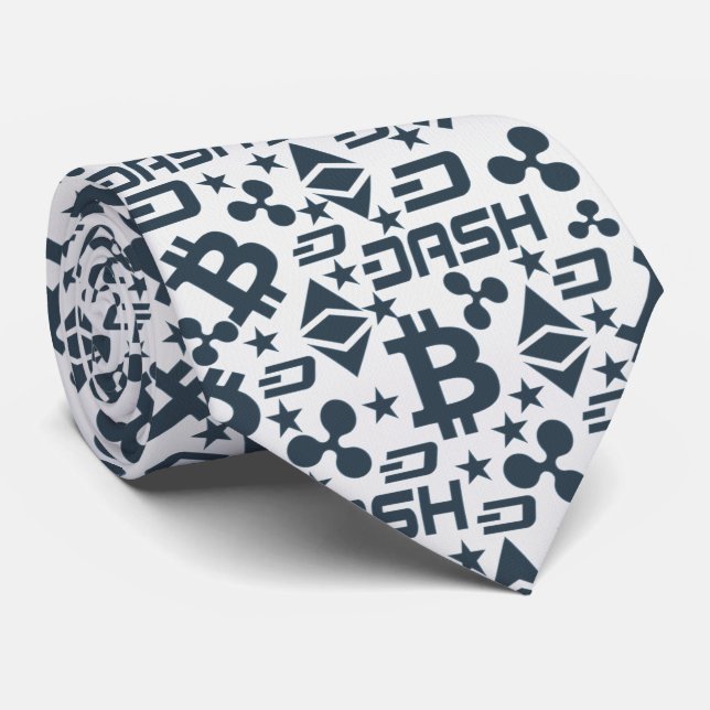 Kryptocurrency Blue & White Mönster Neck Tie Slips (Rullad)