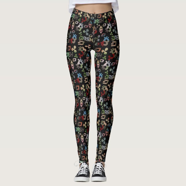Kryptocurrency Colorful Money Mönster Leggings (Framsida)