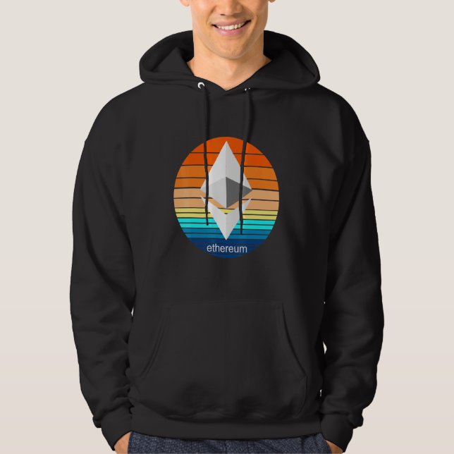 Kryptocurrency Ether Blockchain Etereum Retro Sol Hoodie (Framsida)
