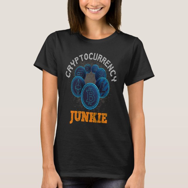Kryptocurrency Junkie Bitcoin Trader Crypto Tradin T Shirt (Framsida)