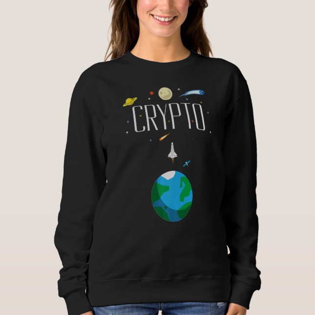 Kryptocurrency Måne Rocket Crypto Go Up Only Cryp T Shirt (Framsida)