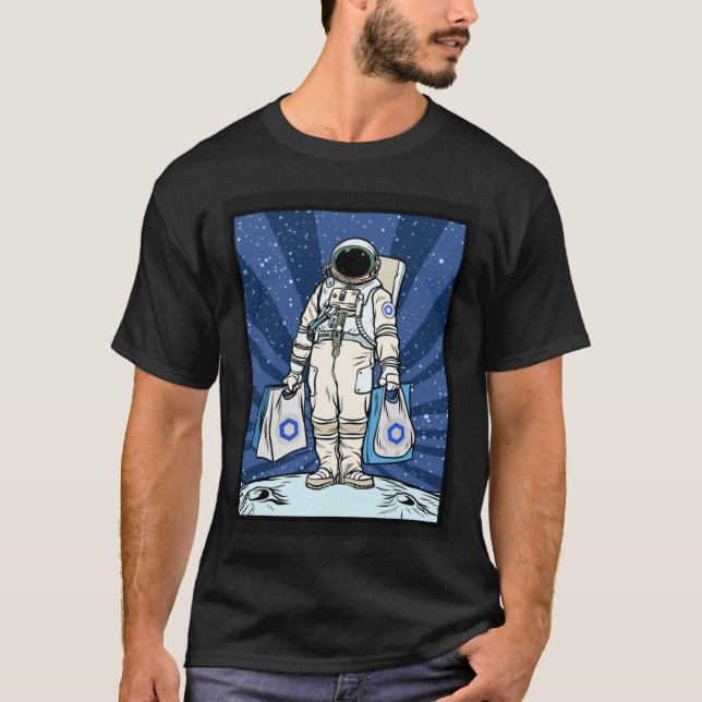 Kryptocurrency Talk Chainlink till Måne Space M T Shirt (Framsida)
