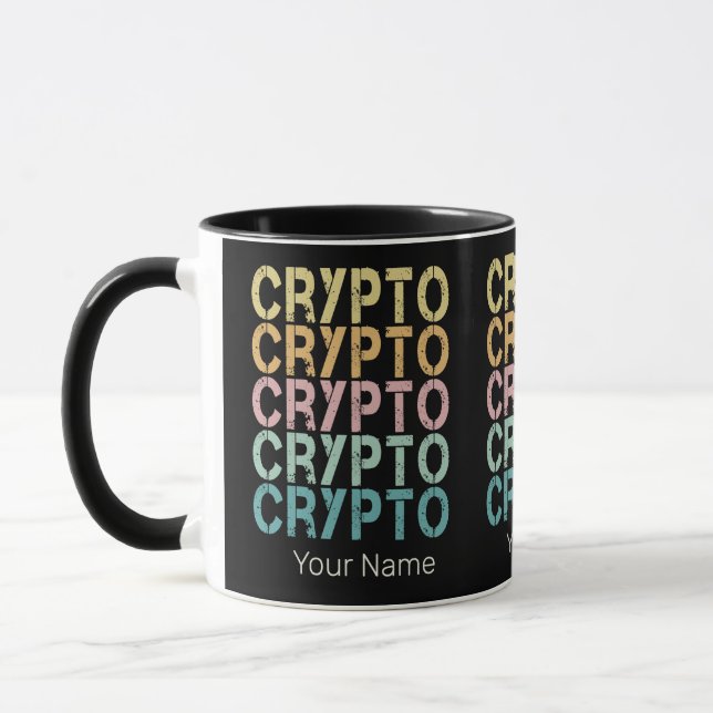 Kryptografiåtergivningsdesign för kryptovaluta mugg (Vänster)
