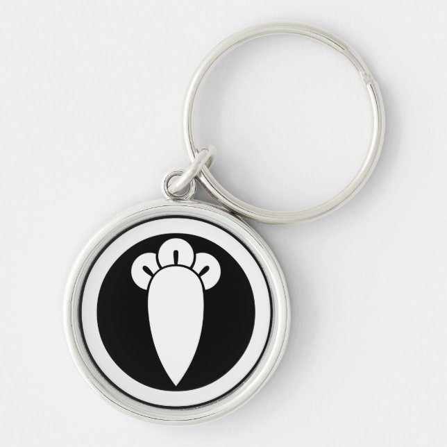 Kryptörtskrydda i cirkel rund silverfärgad nyckelring (Framsidan)