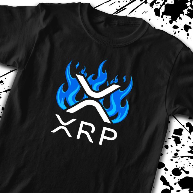 Kryptovaluta XRP Krypto Blå Flammor Eld Smälta T Shirt (Skapare uppladdad)