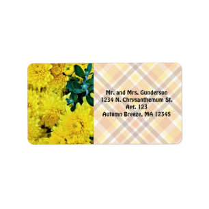 Krysanteman / Gula blommor / Falltema / Adressetikett