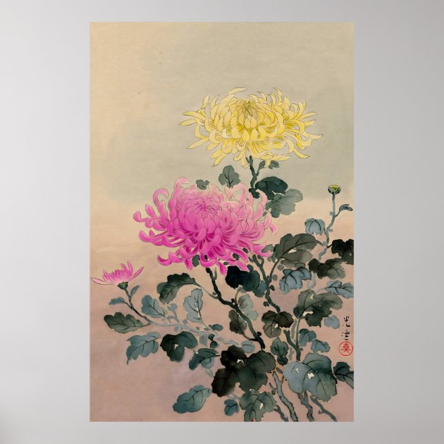 Krysantemum 1930 av Tsuchiya Koitsu Poster (Framsidan)