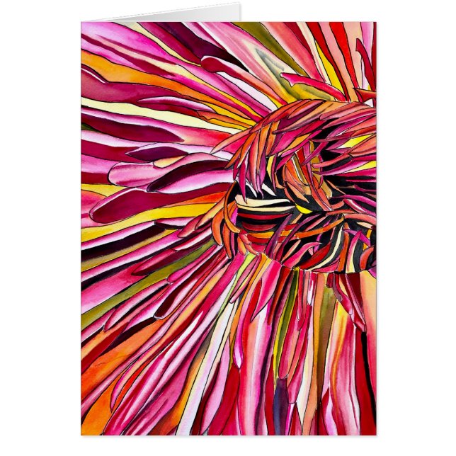 Krysantemum akvarell konst blomma hälsningskort (Framsidan)