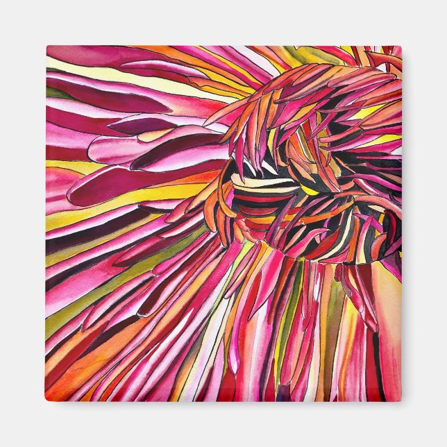 Krysantemum akvarell konst blomma magnet (Framsidan)