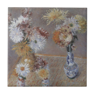 Krysantemum av Gustave Caillebotte Kakelplatta