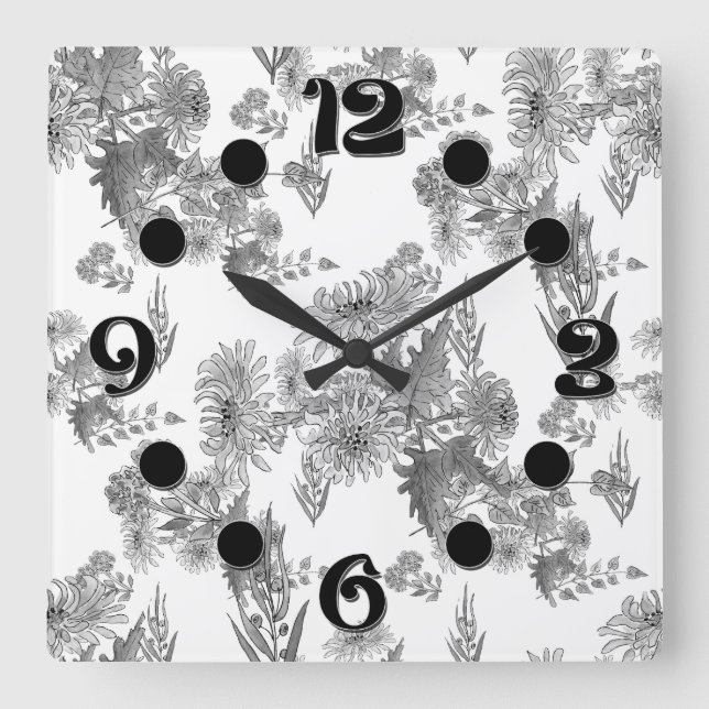 Krysantemum av lackskorsantem, vattenfärgade kvadr fyrkantig klocka (Framsida)