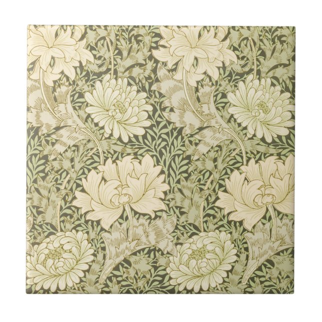 Krysantemum av William Morris, Vintagekonst Kakelplatta (Framsidan)