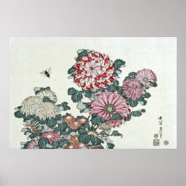 Krysantemum & Bina, Japansk Konst av Hokusai Poster
