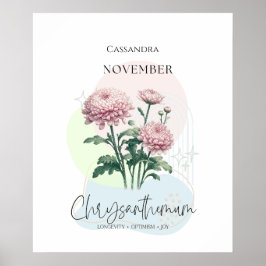 Krysantemum Födelsblomma för November Poster