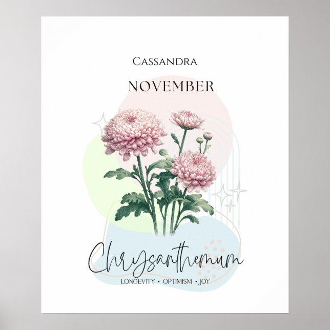 Krysantemum Födelsblomma för November Poster (Framsidan)