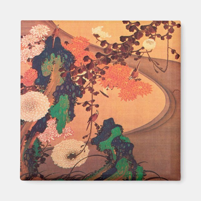 Krysantemum i en ström med sten (1760) magnet (Framsidan)