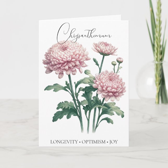 Krysantemum November Födelsedagsblomma Födelsedags Kort (Framsida)