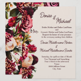 Krysantemum på Cameo Beige Inbjudningar