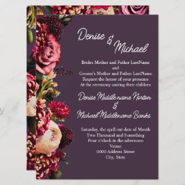 Krysantemum på Midnight Plum Inbjudningar