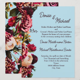 Krysantemum på spunnen sockerblå färg inbjudningar