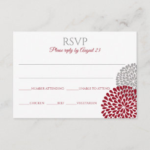 Krysantemum RSVP vykort Marsala & Grått