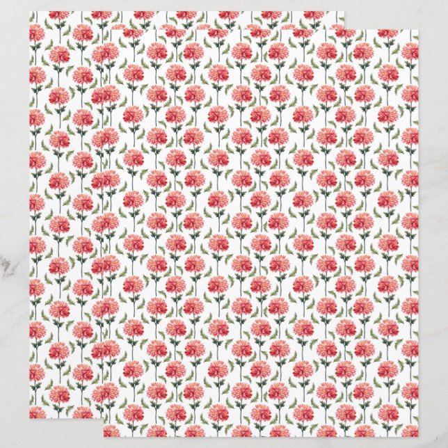Krysantemum Scrapbookpapper (Fram/baksida)