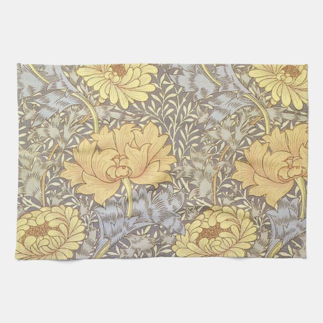 Krysantemumblommor i William Morris-stil Kökshandduk (Horisontell)