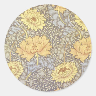 Krysantemumblommor i William Morris-stil Runt Klistermärke