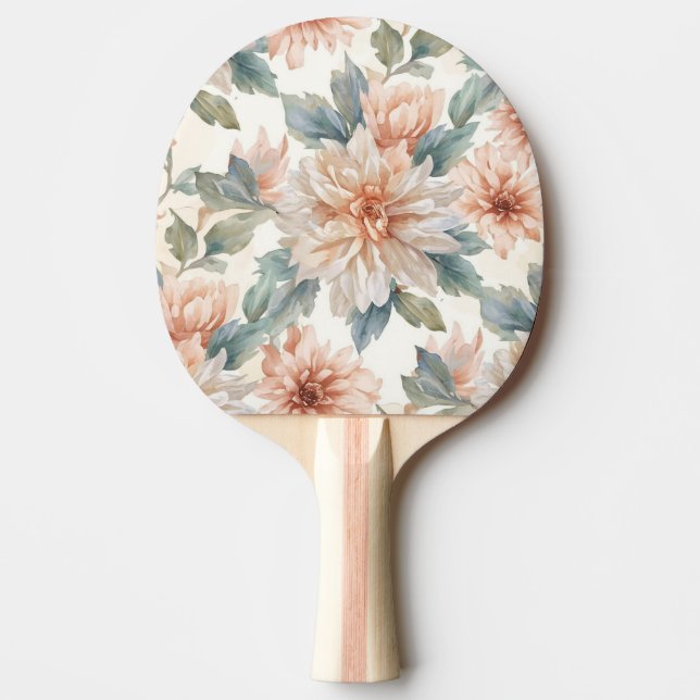 Krysantemumblommor Vattenfärg Botaniskt Mönster Pingisracket (Framsidan)