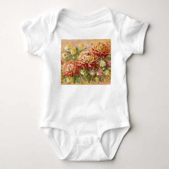 Krysanthemum Meadow: Akrylhandmålning. T Shirt (Framsida)
