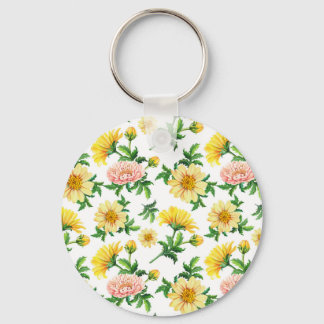 Krysanthemum Vattenfärg: Sömlös Blommigt Design Nyckelring