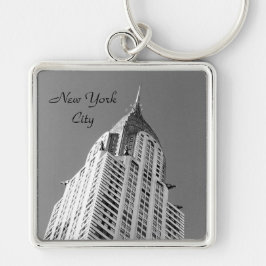 Krysler Bygger NYC Premium Keychain Fyrkantig Silverfärgad Nyckelring