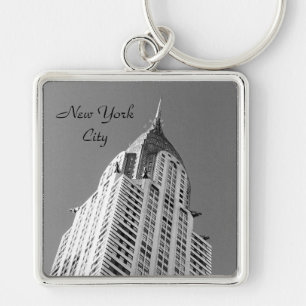 Krysler Bygger NYC Premium Keychain Fyrkantig Silverfärgad Nyckelring