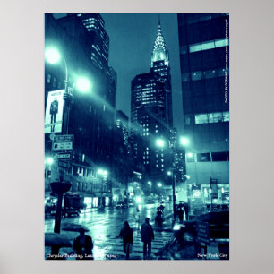 Krysler som Bygger NYC Blue Poster 18 x 24