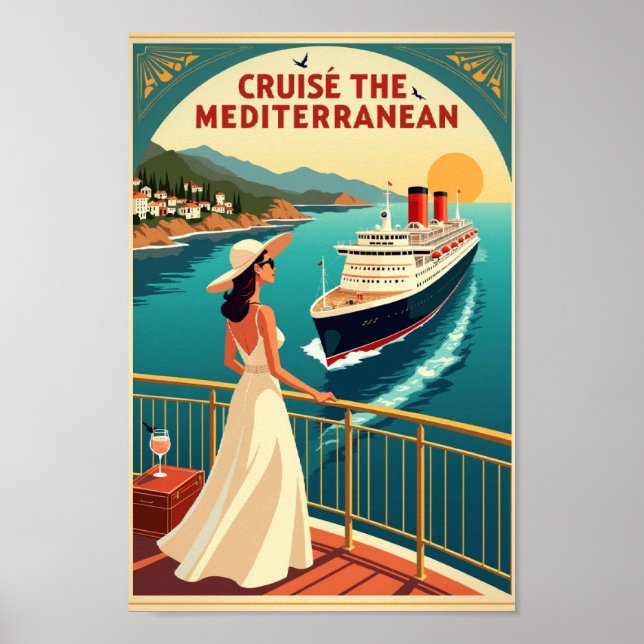 Kryssa Medelhavet – Vintage Lyxresor Poster (Framsidan)