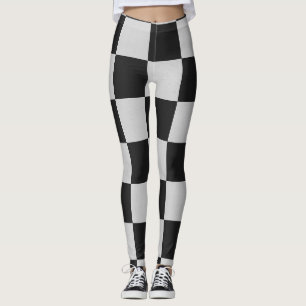 Kryssade svarta och vita fyrkanter eller ANPASSNIN Leggings